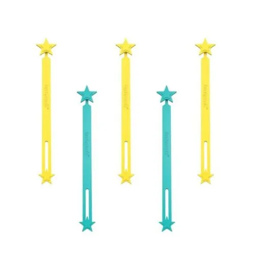 tiras elásticas para rollitos, color amarillo y azul