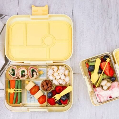 Cucharas y tenedores para yumbox, color amarillo