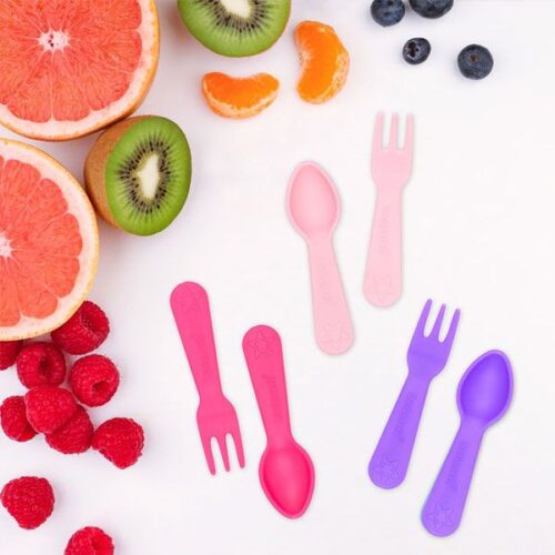 Cucharas y tenedores para yumbox, color rosa