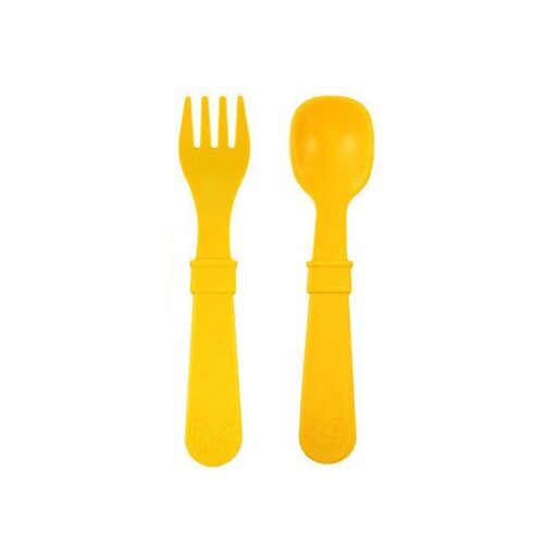 Pack tenedor y cuchara marca replay color mostaza