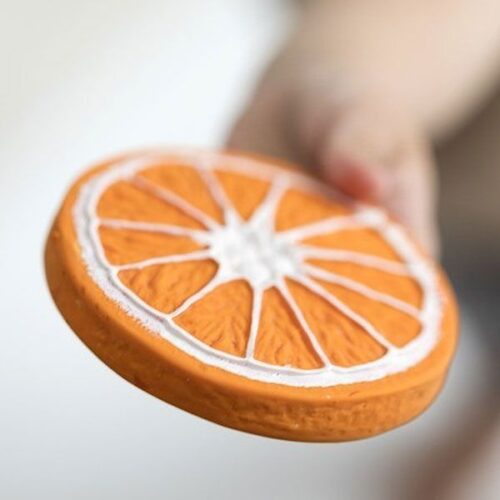 Mordedor de caucho forma de fruta naranja