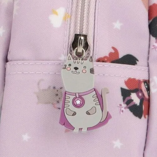 Mochila infantil color rosa con super héroe mujer