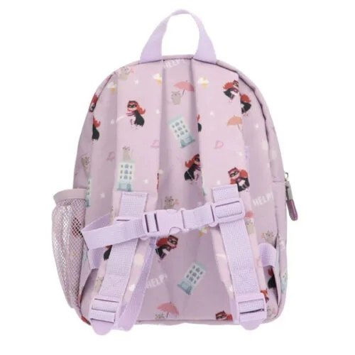 Mochila infantil color rosa con super héroe mujer