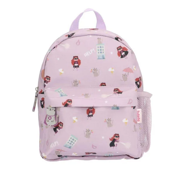 Mochila infantil color rosa con super héroe mujer