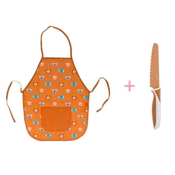 Pack delantal + cuchillo para pequeños chefs - Animal friends Caramelo