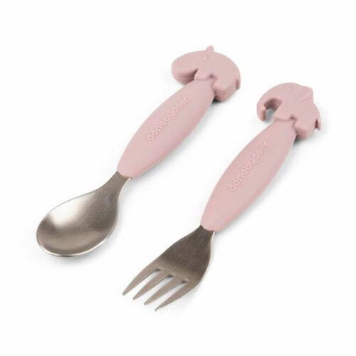 Precioso pack de cuchara y tenedor color rosa