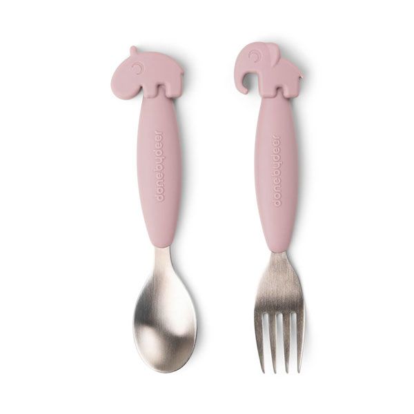Precioso pack de cuchara y tenedor color rosa