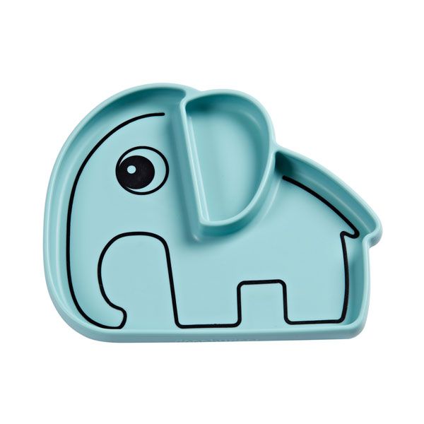 Plato elefante azul con ventosa