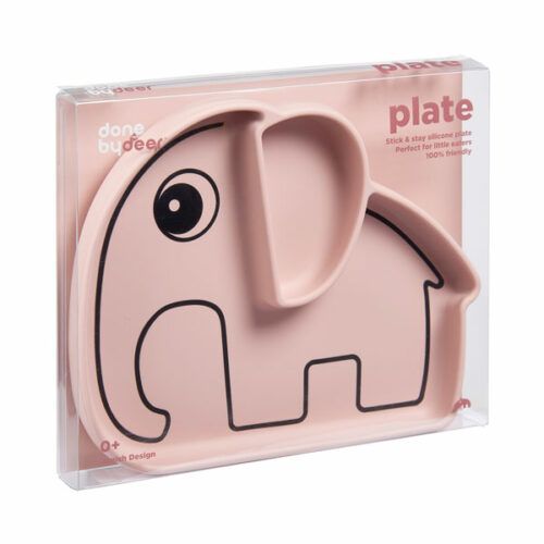 Plato elefante rosa con ventosa