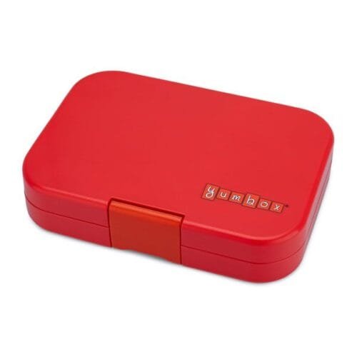 Nueva Yumbox original color rojo con dibujos de cohetes y espacio