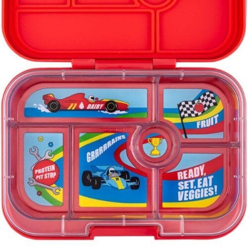 Yumbox Original color Rojo y dibujo de Coches de carreras