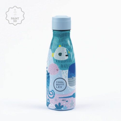 Botella de acero de la marca Cool Bottles kids de mundo submarino