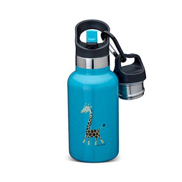 Botella de acero inoxidable de color turquesa de jirafa
