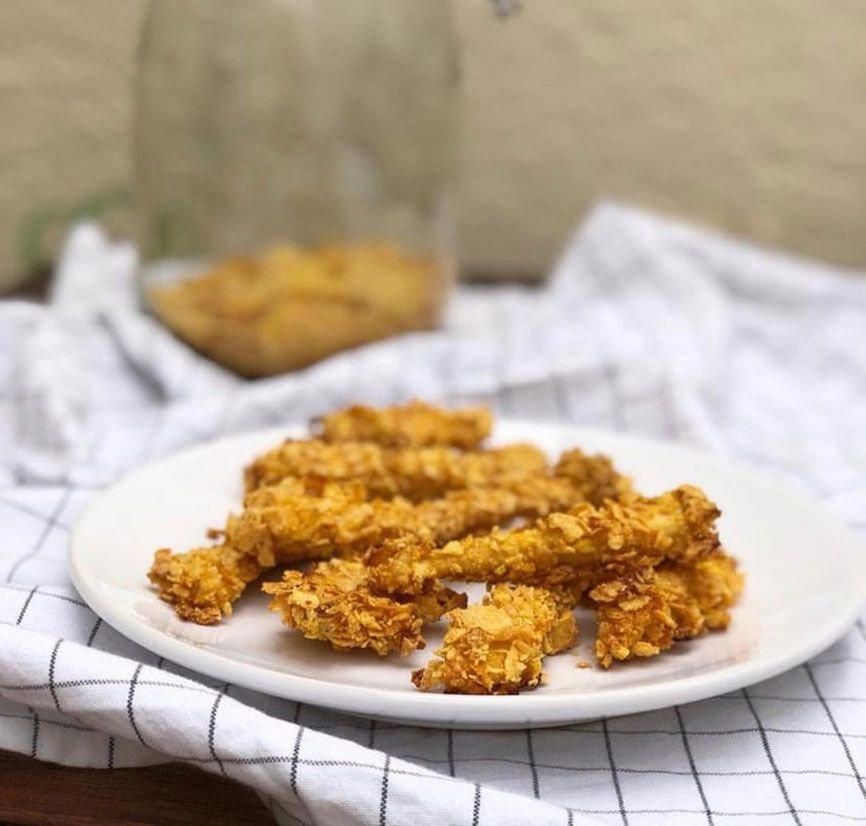 Pollo rebozado con cereales